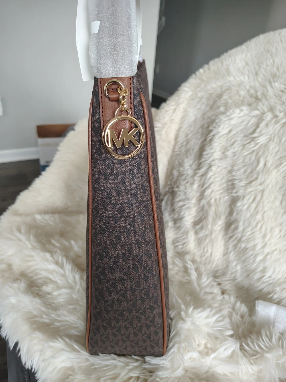 Michael Kors Nayla Brown Monogram Shlder Hobo with Wallet Set NWT